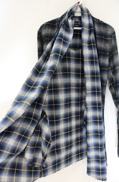 画像2: CIVARIZE / コーティングチェックカーディガン 46 ブルー O-26-10-20-030-CI-to-YM-OS (2)