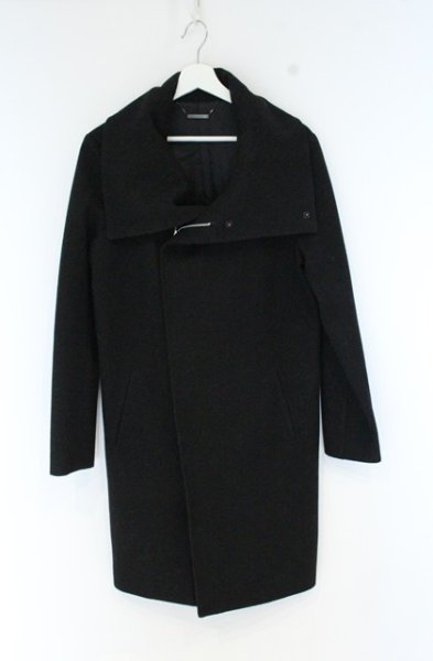 画像2: CIVARIZE / Usherメルトンハイカラーコート 46 ブラック O-26-10-20-006-CI-ou-YM-OS (2)