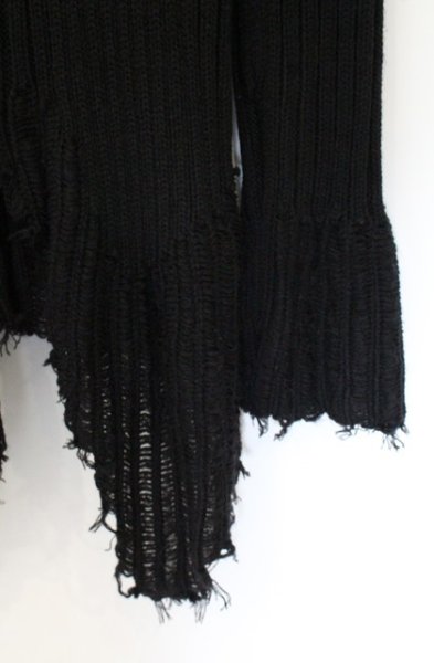 画像4: CIVARIZE / アシンメトリーデストロイジップアップニット 46 ブラック O-26-10-20-016-CI-ja-YM-OS (4)