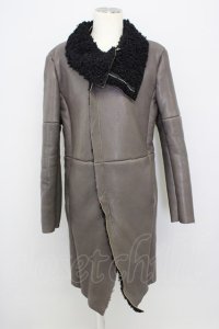 【SALE】NO ID. BLACK / コート.ラムベジタブルフェイクムートンリバーシブルハイカラーコート 3 ダークグレー T-23-10-31-014-NO-ou-YM-ZT-MK026