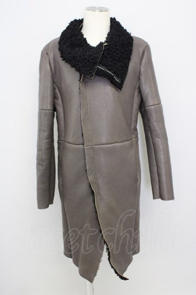 画像1: NO ID. BLACK / コート.ラムベジタブルフェイクムートンリバーシブルハイカラーコート 3 ダークグレー T-23-10-31-014-NO-ou-YM-ZT-MK026 (1)