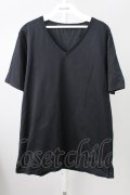 【WINTERセール】NO ID. / CパールヴァティシルケットスムースVネックTシャツ 1 ブラック T-23-11-30-035-NO-ts-YM-ZT082