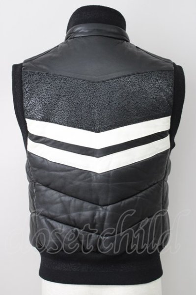 画像2: Roen / ディアスキンレザーベスト 44 ブラックｘホワイト T-23-11-30-1020-Ro-to-YM-ZT-ML027 (2)