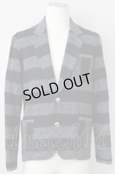 画像1: MILK BOY / シャギーボーダーブレザージャケット S ブラックｘグレー T-23-11-30-1022-MI-ja-YM-ZT493 (1)