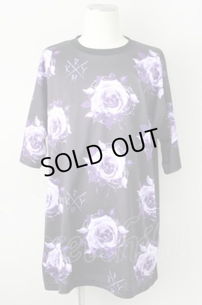 画像1: KRY clothing / スカルローズ Tシャツ  ブラック T-23-11-30-1009-KR-ts-YM-ZT493 (1)