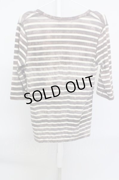 画像2: CHARM CULT / ブリーチボーダー六部袖カットソー 2 ブラウン T-23-12-19-004-CH-ts-YM-ZT313 (2)