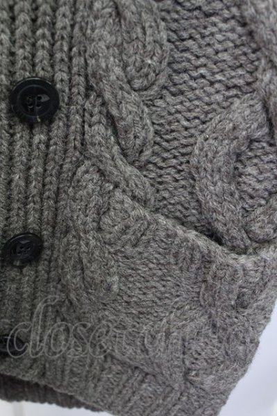 画像5: GOSTAR DE FUGA / カーディガン.ケーブル編みショルーカラーニット 44 ブラウン T-24-01-05-002-GO-to-YM-ZT307 (5)