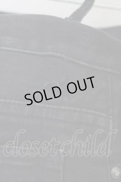 画像9: 青激-SEIGEKI- / ストレッチダメージスキニーパンツ（レザーリペア） 26 ブラック T-24-01-13-033-el-pa-YM-ZT225 (9)