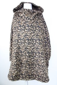 【WINTERセール】NO ID. BLACK / ジャケット.フーデッドポンチョ ONE ヒョウ T-24-01-26-007-NO-ja-YM-ZT-M108