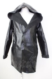 【WINTERセール】KMK(KINGLY MASK) / コート.ボンディングフェイクレザー  ブラック T-24-01-26-009-KM-ou-YM-ZT-ML037