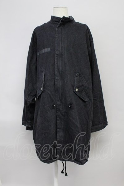 画像1: 【WINTERセール】unrelaxing / コート.オーバーサイズデニムモッズ  ブラック T-24-02-06-008-un-ou-YM-ZT-M015