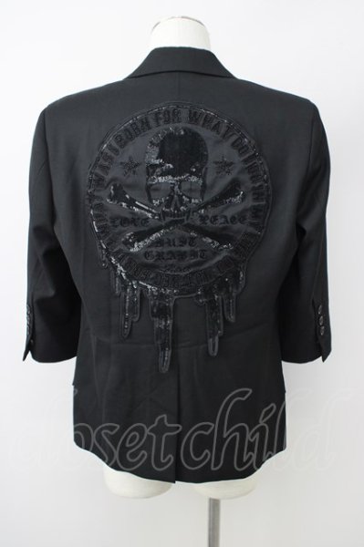 画像2: Roen / メルトスパンコールサークススカル六部袖テーラードジャケット 48 ブラック T-24-02-07-014-Ro-ja-YM-ZT177 (2)