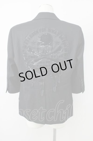 画像2: Roen / メルトスパンコールサークススカル六部袖テーラードジャケット 48 ブラック T-24-02-07-014-Ro-ja-YM-ZT177 (2)