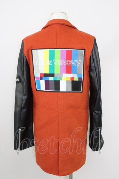 画像2: ALTER VENOMV / コート.モザイクパッチ切り替えチェスター S オレンジｘブラック T-24-02-14-004-AL-ou-YM-ZT-M014 (2)