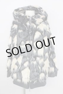 NO ID. BLACK / ジャケット.MIXフェイクファーフーデッドBLZ ONE