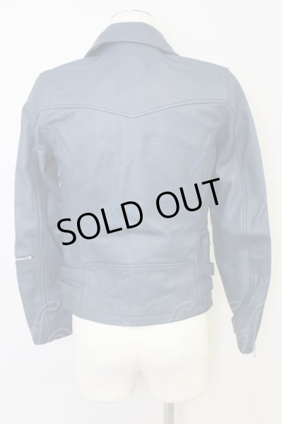 画像2: NO ID. / ジャケット.カウレザーライトニングWライダース 1 ネイビー T-24-03-06-012-NO-ja-YM-ZT-ML012 (2)