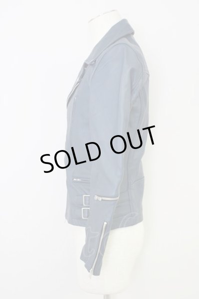 画像3: NO ID. / ジャケット.カウレザーライトニングWライダース 1 ネイビー T-24-03-06-012-NO-ja-YM-ZT-ML012 (3)