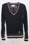 【WINTERセール】VANQUISH / ニットソー.トリコロールVネック S ブラック T-24-03-08-005-VA-to-YM-ZT249