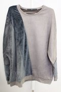 【WINTERセール】NO ID. / カットソー.エコファー切り替えドルマンスリーブ ONE グレー T-24-03-11-003-NO-to-YM-ZT207