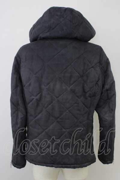 画像2: NO ID. / ジャケット.フェイクスウェードダイヤキルティングフーデッド 2 ネイビー T-24-03-19-005-NO-ja-YM-ZT-M109 (2)