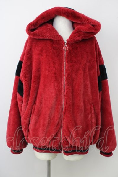 画像1: CavariA / ジャケット.ファーフードブルゾン 46 レッドxブラック T-24-03-19-007-Ca-ja-YM-ZT-M109 (1)