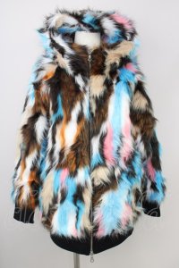 【WINTERセール】NO ID. BLACK / ジャケット.MIXフェイクファーフーデッドBLZ ONE パターン T-24-03-25-002-NO-ja-YM-ZT-M118