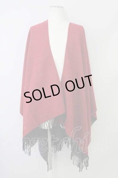 画像1: TORNADO MART / ポンチョ.ダブルフェイスフリンジ  ボルドーｘグレー T-24-03-25-009-TO-to-YM-ZT239 (1)