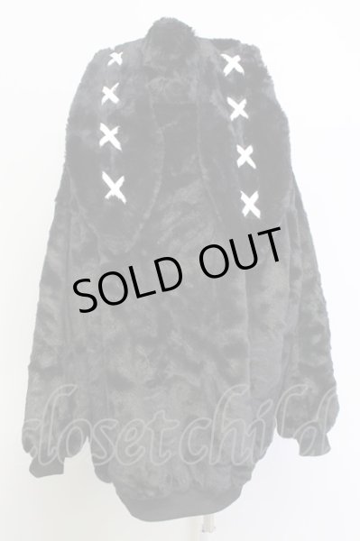 画像2: REFLEM / パーカー.レースアップうさ耳ファー F ブラック T-24-04-10-007-RE-to-YM-ZT-M105 (2)