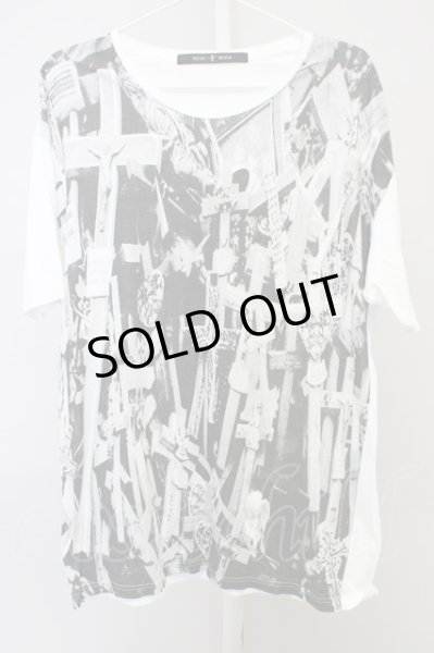画像1: NO ID. BLACK / CROSSプリントTシャツ ONE ホワイト T-24-04-23-017-NO-ts-YM-ZT199 (1)