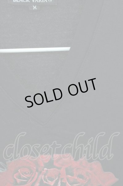 画像3: BLACK VARIA / スカルローズVネック Tシャツ M ブラック T-24-05-15-004-BL-ts-YM-ZT408 (3)