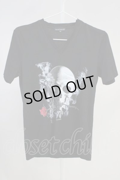 画像1: BLACK VARIA / ローズスカルVネックTシャツ M ブラック T-24-05-15-007-BL-ts-YM-ZT408 (1)