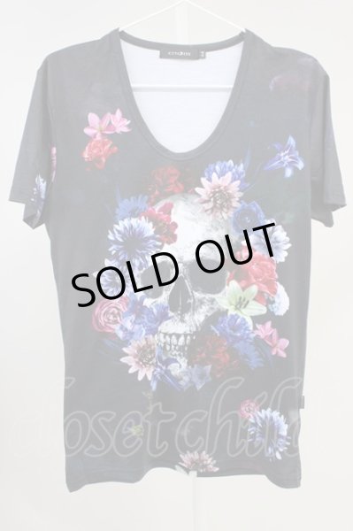画像1: CIVARIZE / 転写スカルフラワーTシャツ’20SS 44 ブラック T-24-05-15-014-CI-ts-YM-ZT406 (1)