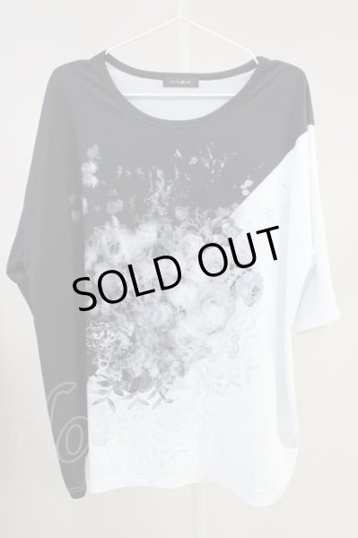 画像1: CIVARIZE / バイカラーフラワープリントTシャツ’22SS F ブラックｘホワイト T-24-05-15-015-CI-ts-YM-ZT (1)