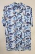 画像1: ZARA / リーフプリント開き襟半袖シャツ EU S ブルー T-24-05-15-019-ZA-sh-YM-ZT058 (1)