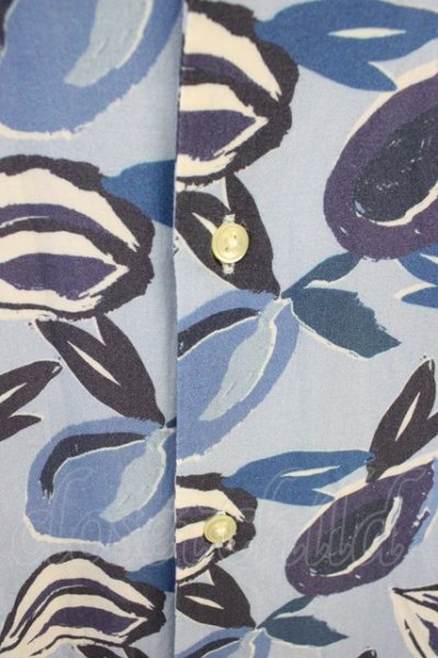 画像6: ZARA / リーフプリント開き襟半袖シャツ EU S ブルー T-24-05-15-019-ZA-sh-YM-ZT058 (6)