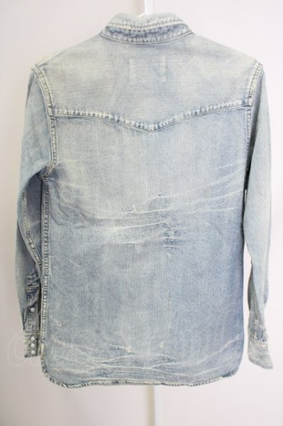 画像2: Moonage Devilment（清春） / S'exprimerコラボ デストロイデニムウエスタンシャツ 44 インディゴ T-24-07-05-039-el-sh-YM-ZT161 (2)