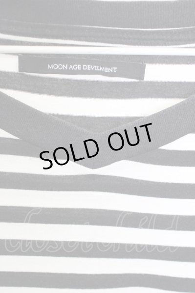 画像3: Moonage Devilment（清春） / VネックボーダーTシャツ 44 ホワイトｘブラック T-24-07-10-046-0-ts-YM-ZT (3)