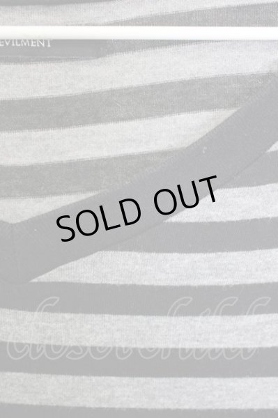 画像3: Moonage Devilment（清春） / VネックボーダーTシャツ 44 ブラックｘグレー T-24-07-10-048-0-ts-YM-ZT129 (3)