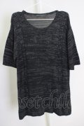 Moonage Devilment（清春） / ダメージニットTシャツ F ブラック T-24-07-10-049-0-ts-YM-ZT129