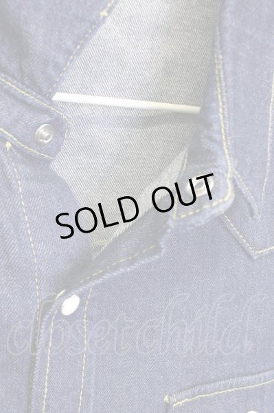 画像5: CavariA / ショートカラーデニムウエスタンシャツ M インディゴ T-24-08-02-025-Ca-sh-YM-ZT315 (5)