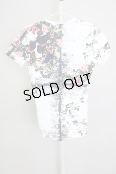 画像2: CIVARIZE / Afraid転写プリントフラワースカルTシャツ’14SS 44 ホワイト T-24-08-02-009-CI-ts-YM-ZT (2)