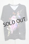 BUFFALO BOBS / BOUQET(ブーケ)花柄プリントVネックTシャツ 2-3 ブラック T-24-08-02-018-BU-ts-YM-ZT315