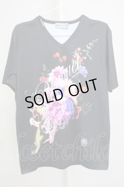 画像1: BUFFALO BOBS / BOUQET(ブーケ)花柄プリントVネックTシャツ 2-3 ブラック T-24-08-02-018-BU-ts-YM-ZT315 (1)
