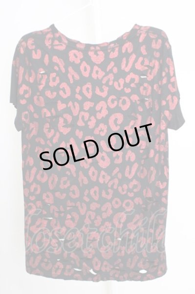 画像2: JURY BLACK / グリッターレオパードダメージBIG Tシャツ 1 ブラックｘレッド T-24-08-08-001-JU-ts-YM-ZT (2)