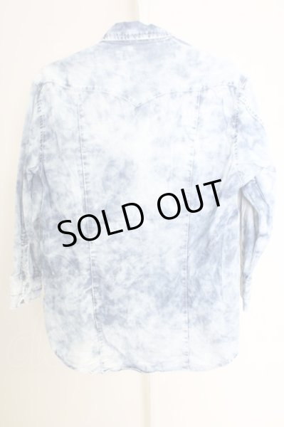 画像2: BUFFALO BOBS / ケミカルウォッシュ六部袖デニムシャツ 3 アイスブルー T-24-09-04-014-BU-sh-YM-ZT013 (2)