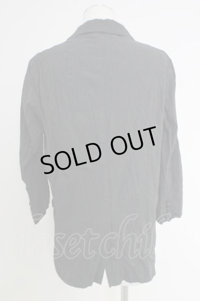 画像2: NO ID. / Cストレッチクレープノッチドラペル2B七部袖 1 ブラック T-24-09-04-016-NO-ja-YM-ZT015 (2)