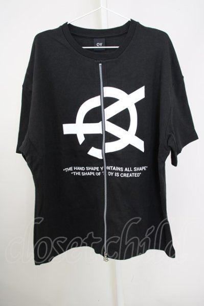 画像1: OY / ジップデザインTシャツ  ブラック T-24-09-11-020-OY-ts-YM-ZT073 (1)