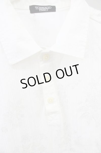 画像3: TORNADO MART / 銀糸フラワージャガードポロシャツ  ホワイト T-24-09-11-021-TO-ts-YM-ZT073 (3)