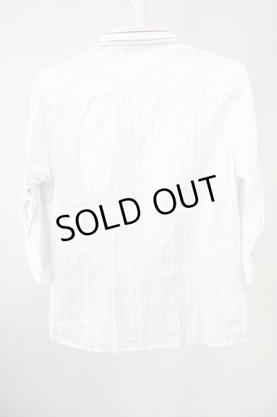 画像2: TORNADO MART / ストライプパッチワーク七分袖シャツ   T-24-09-11-023-TO-sh-YM-ZT075 (2)