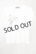 TORNADO MART / バタフライプリントVネックTシャツ M ホワイト T-24-09-11-004-TO-ts-YM-ZT